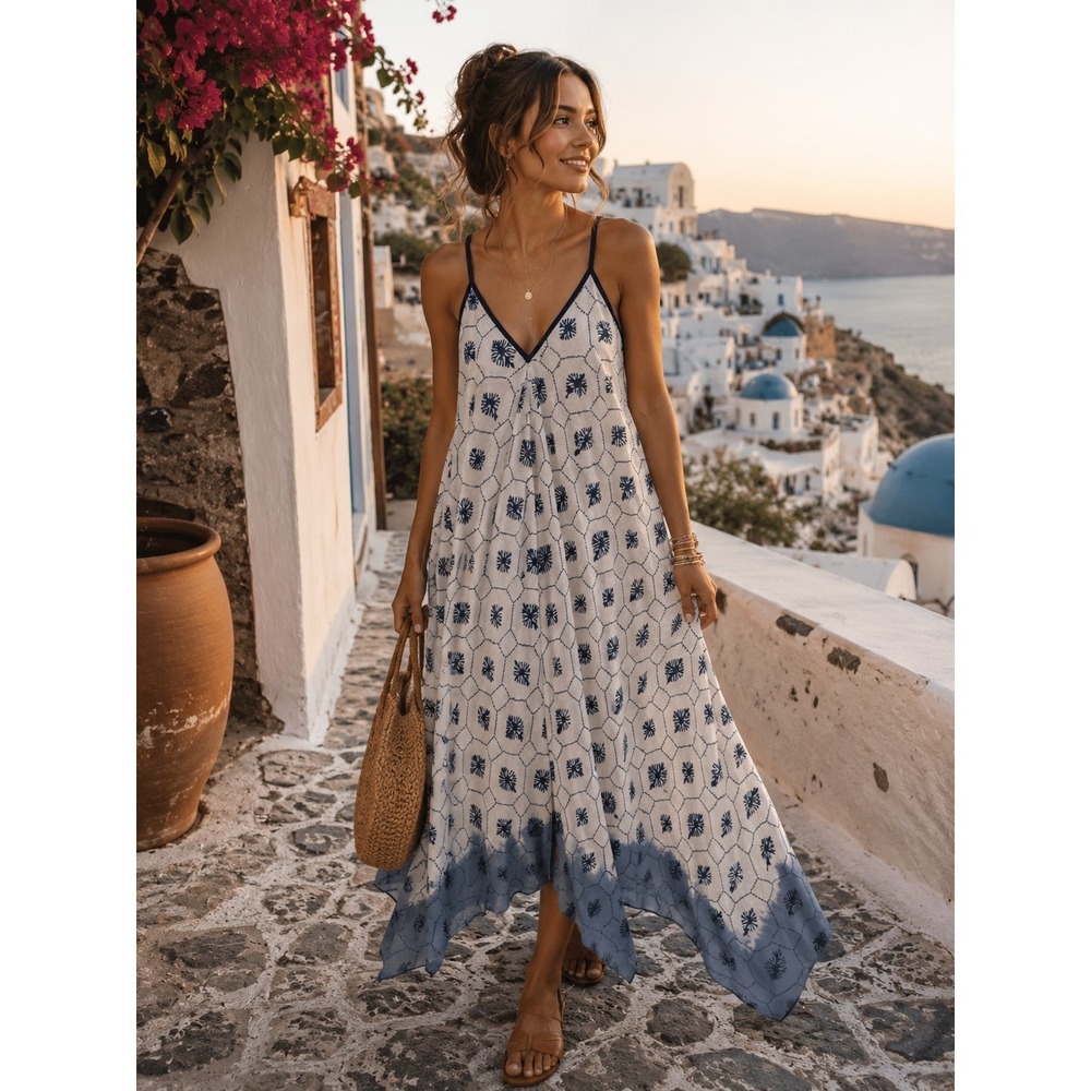 Roller Rabbit Handkerchief‎  Honeycomb Beach Vacation  Resortwear Dress OS